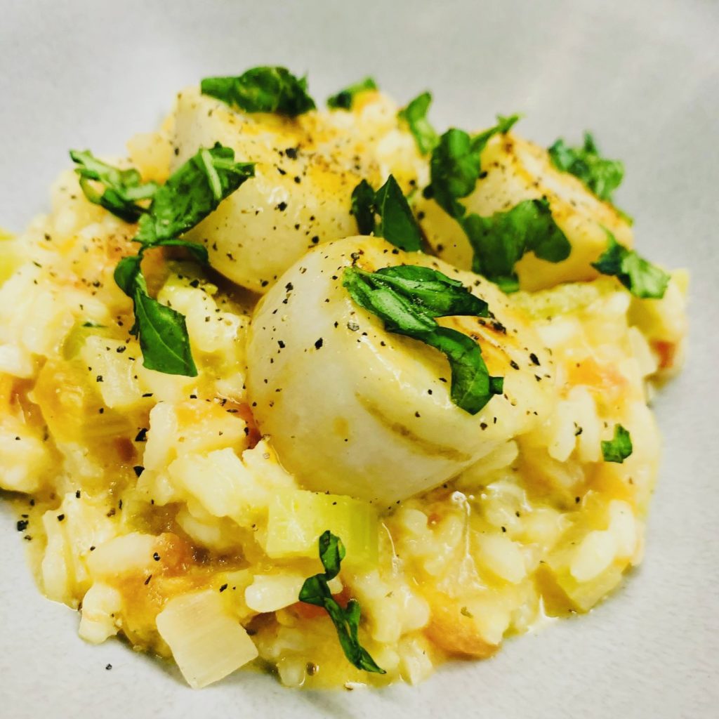 Risotto céleri burrata Saint Jacques