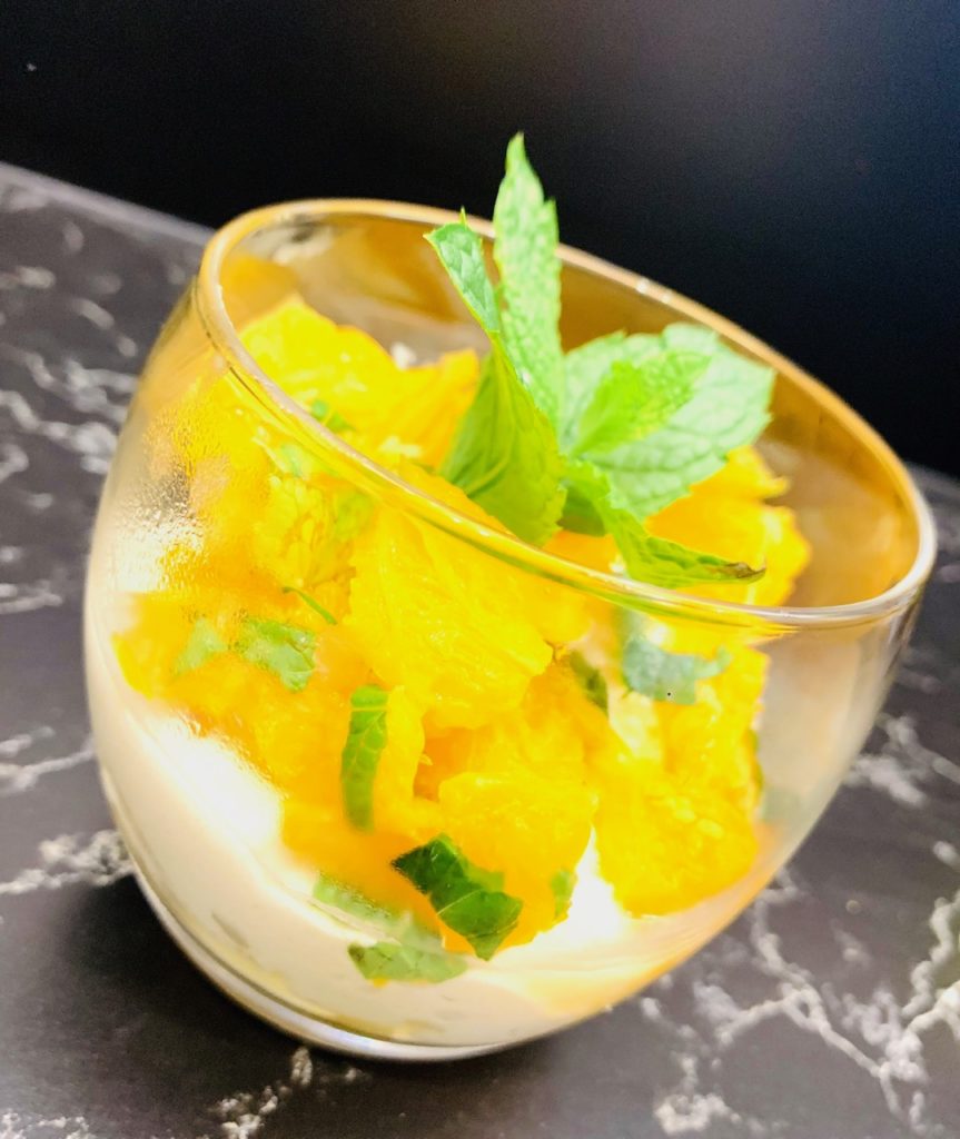 Verrine mascarpone orange menthe